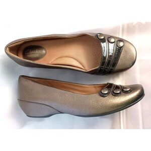 Clarks Metallic Bronze Wedge Flats